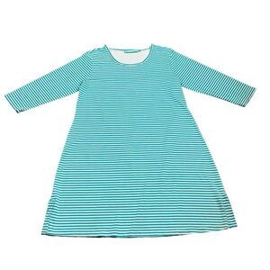 Anthony’s Resort Wear Turquoise And White Stripe Dress, Size L